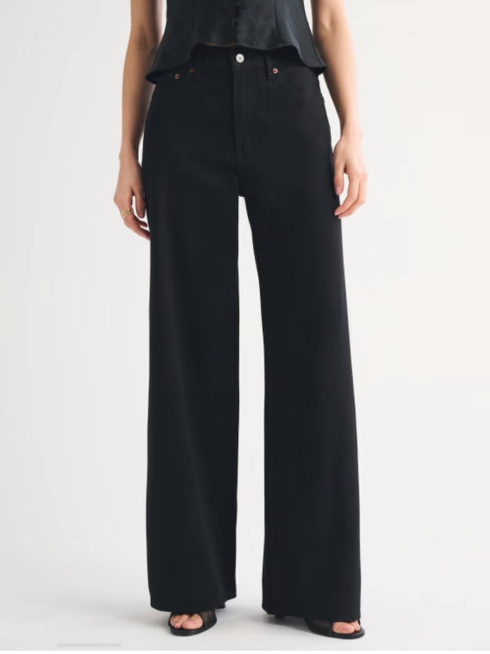Abercrombie and Fitch Wide Leg High-Rise Women's black Jeans